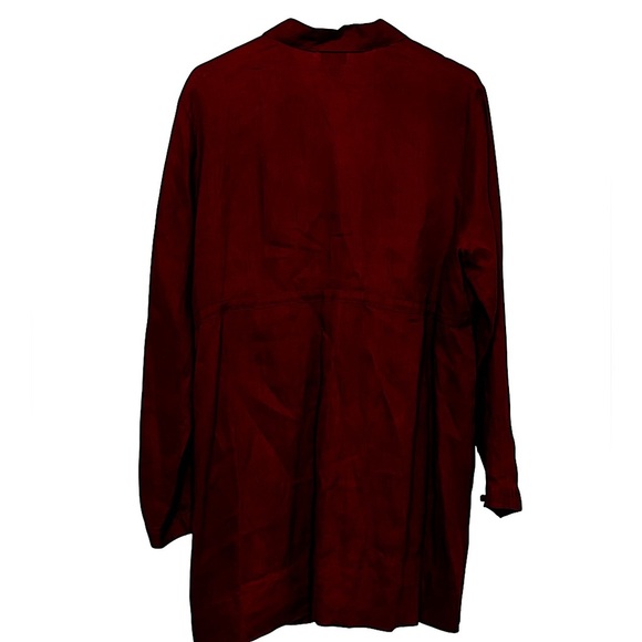 J. JILL - SIZE LARGE RED LINEN SHIRTDRESS - KNOTTED BUTTONS & OVERSIZED - B15 - Picture 2 of 7